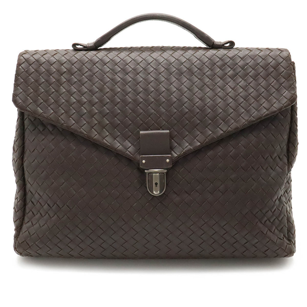 BOTTEGA VENETA Intrecciato Business Bag Briefcase Leather Dark Brown